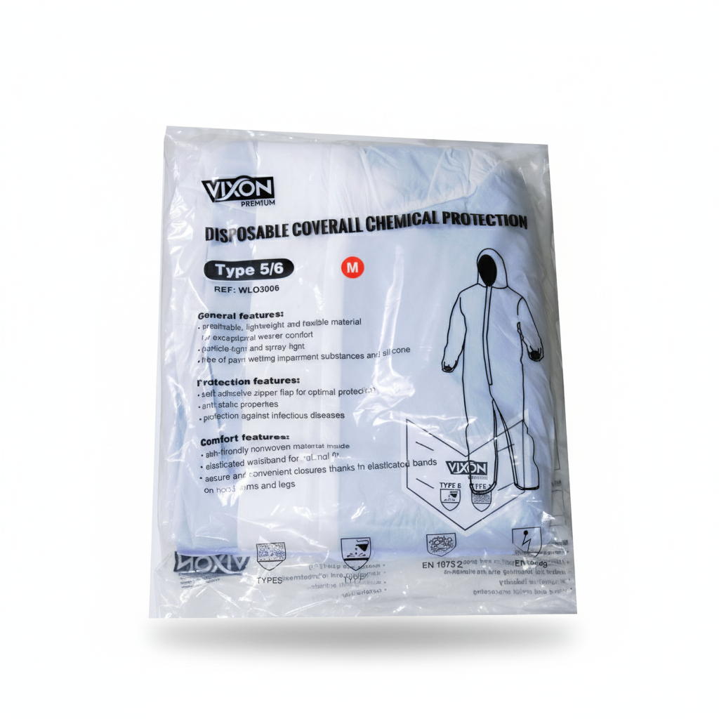 VIXON Disposable Type 5/6 Chemical Protection Coverall (Medium Size)